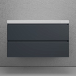 Style Line Тумба с раковиной Манхэттен 100 Plus подвесная эмаль графит матовая – фотография-2